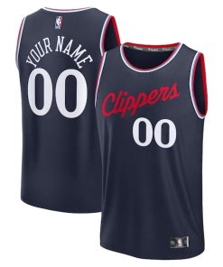 Alternative view of LA Clippers  Youth Fast Break Custom Replica Jersey - Navy  - Icon Edition/White/Red