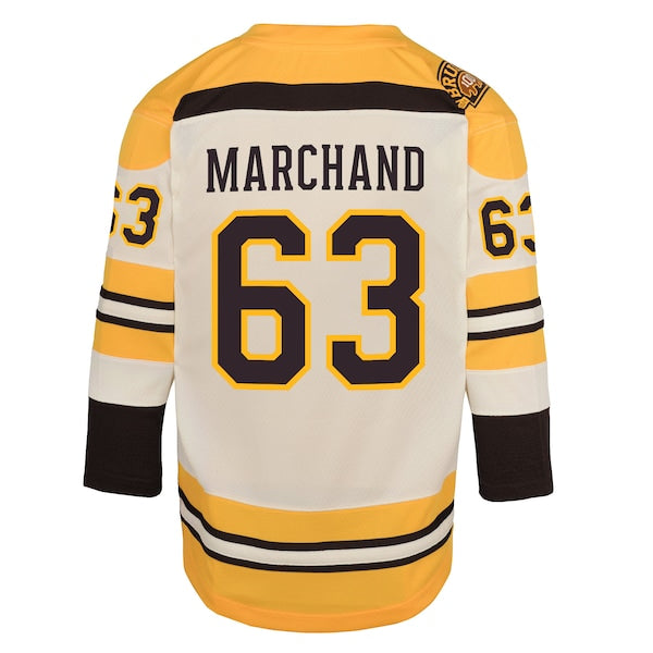 Brad Marchand Boston Bruins Youth 100th Anniversary Replica Player Jersey - Cream - Image 3