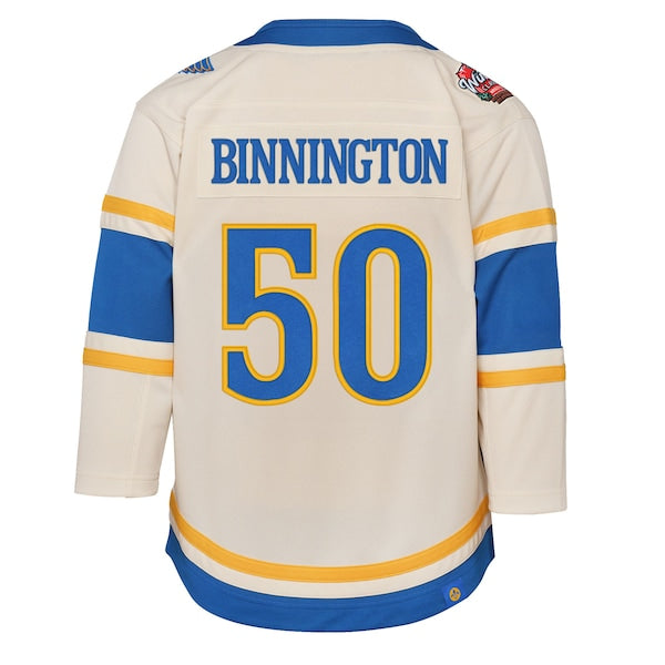 Jordan Binnington St. Louis Blues Preschool 2025 NHL Winter Classic Premier Player Jersey - Cream - Image 3