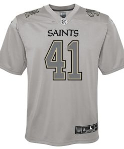 Alternative view of Alvin Kamara New Orleans Saints Nike Youth Atmosphere Game Jersey - Gray