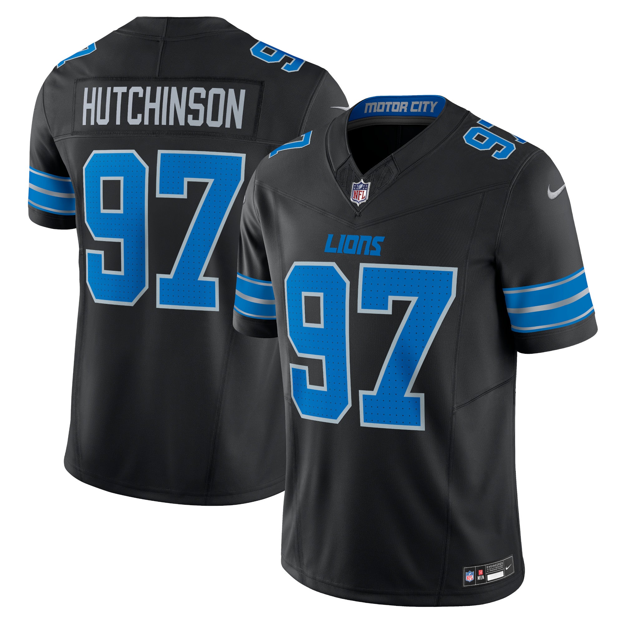 Aidan Hutchinson Detroit Lions Nike Vapor F.U.S.E. Limited Jersey - White/Black/Blue - Image 12
