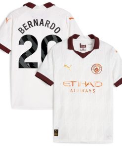 Bernardo Silva Manchester City Puma Youth 2023/24 Away Replica Jersey - White