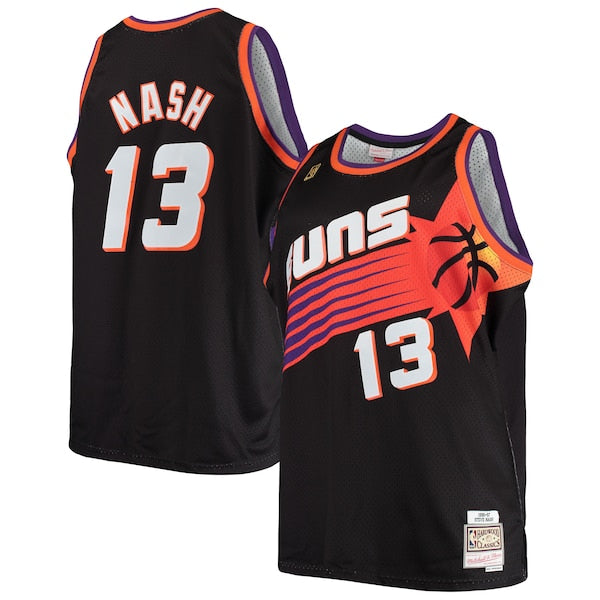 Steve Nash Phoenix Suns 1996/97 Big & Tall Hardwood Classics Swingman Jersey - Black/White - Image 2