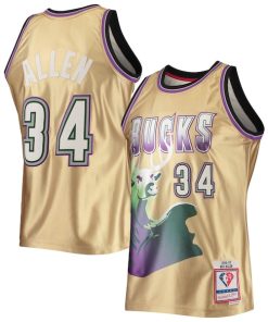 Ray Allen Milwaukee Bucks 75th Anniversary 1996/97 Hardwood Classics Swingman Jersey - Gold