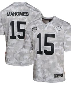 Patrick Mahomes Kansas City Chiefs Nike Youth 2024 Salute to Service Game Jersey - Arctic Camo