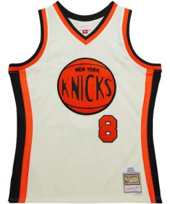 Alternative view of Latrell Sprewell New York Knicks Chainstitch Swingman Jersey - Cream