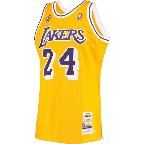 Men's Los Angeles Lakers Kobe Bryant Gold 2007 Hardwood Classics Authentic Jersey - Image 2