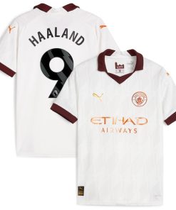 Erling Haaland Manchester City Puma Youth 2023/24 Away Replica Jersey - White