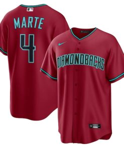 Alternative view of Ketel Marte Arizona Diamondbacks Nike Alternate 2 Replica Jersey - Red/Black