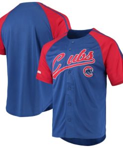 Chicago Cubs Stitches Button-Down Raglan Replica Jersey - Royal