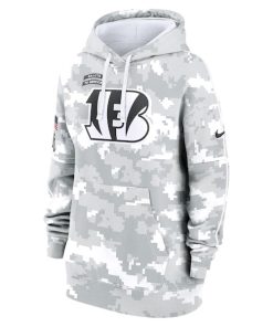 Alternative view of Cincinnati Bengals Nike Women's 2024 Salute To Service Club Fleece Pullover Hoodie - Arctic Camo