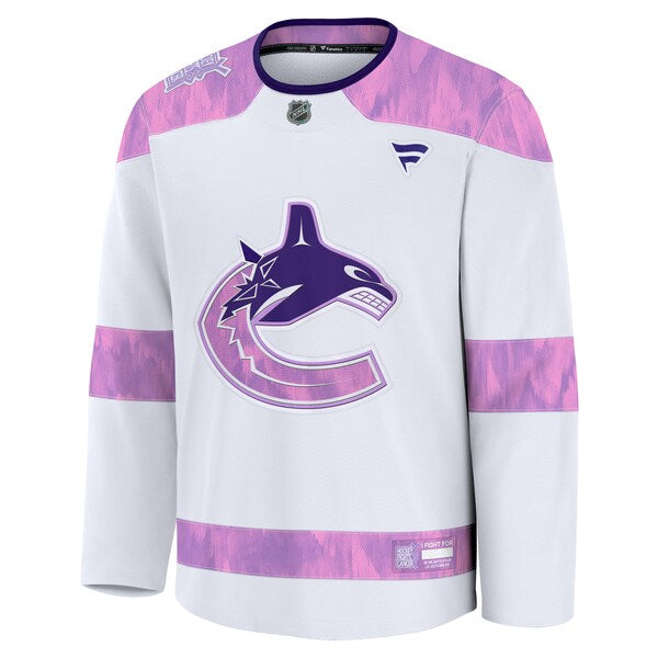 Vancouver Canucks 2024 Hockey Fights Cancer Practice Jersey - White - Image 2