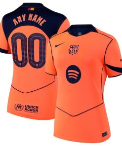 Barcelona Nike Women's 2025/26 Third Replica Custom Jersey - Orange/Gold