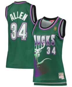 Ray Allen Milwaukee Bucks Women's 1996/97 Hardwood Classics Swingman Jersey - Green
