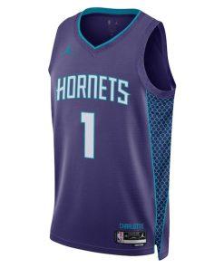 Alternative view of LaMelo Ball Charlotte Hornets Jordan Brand Unisex Swingman Jersey - Statement Edition - Purple