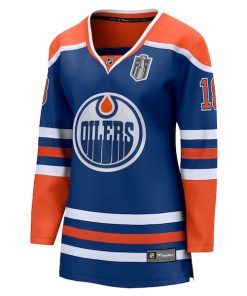 Alternative view of Zach Hyman Edmonton Oilers  Women's 2025 Stanley Cup Final Home Breakaway Jersey - Royal