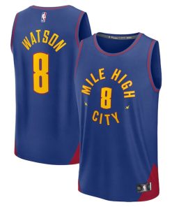 Peyton Watson Denver Nuggets  Fast Break Replica Player Jersey - Statement Edition - Blue