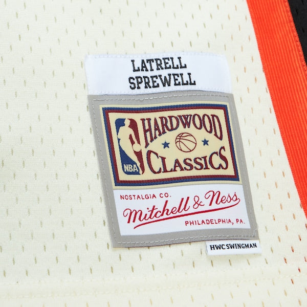Latrell Sprewell New York Knicks Chainstitch Swingman Jersey - Cream - Image 5