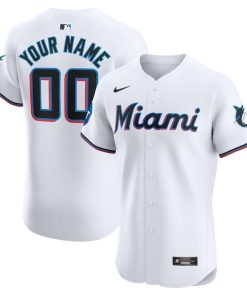Miami Marlins Nike Home Elite Custom Patch Jersey - White