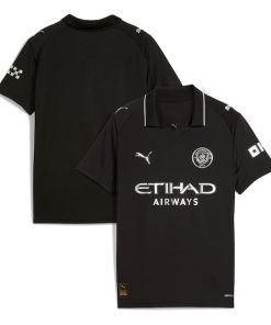 Manchester City Puma Youth 2025/26 Away Replica Jersey - Black/Green/Light Blue
