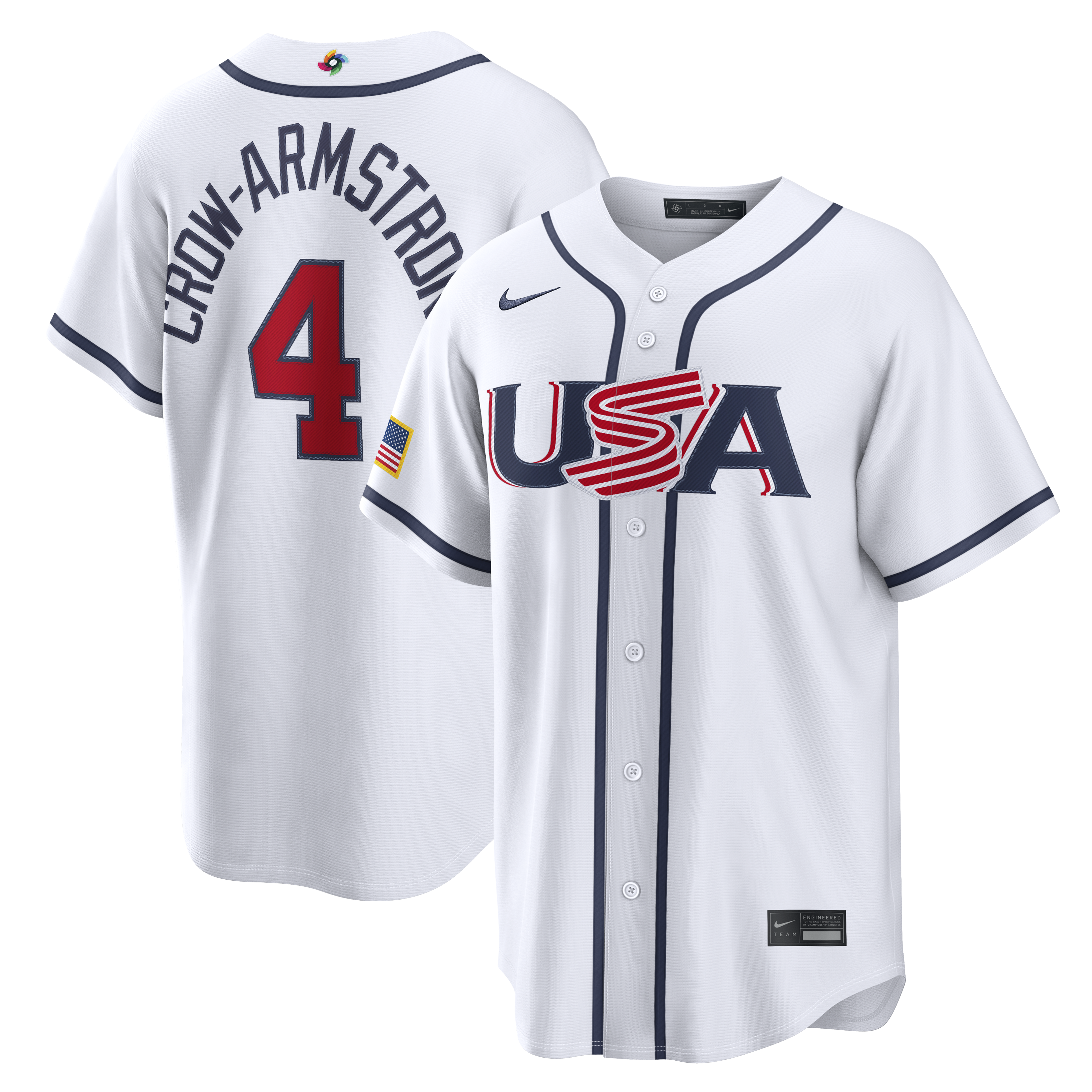 Men's USA Baseball Pete Crow-Armstrong Nike 2026 World Baseball Classic Road Stadium Jersey - Navy/White - Image 5