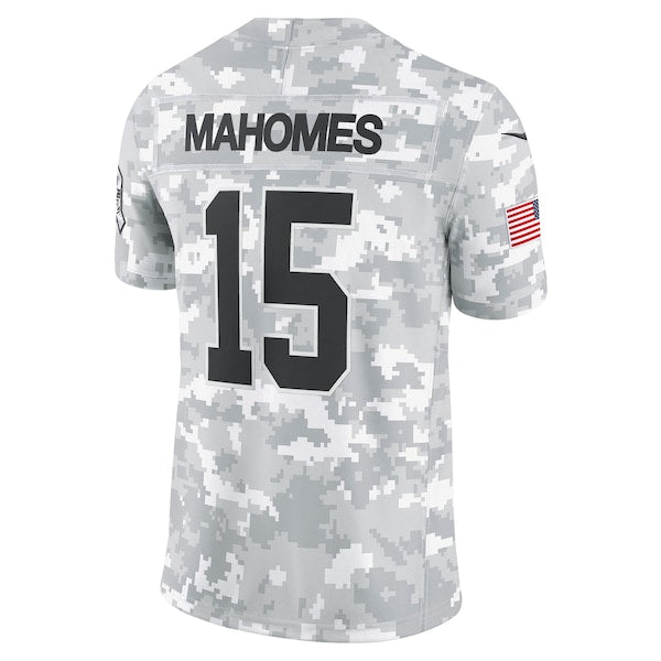 Patrick Mahomes Kansas City Chiefs Nike 2024 Salute to Service Limited Jersey - Arctic Camo - Image 3