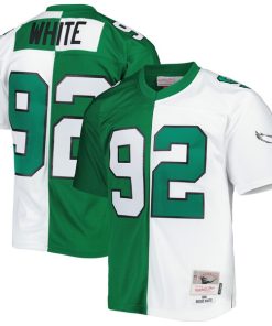 Alternative view of Reggie White Philadelphia Eagles 1990 Split Legacy Replica Jersey - Kelly Green/White