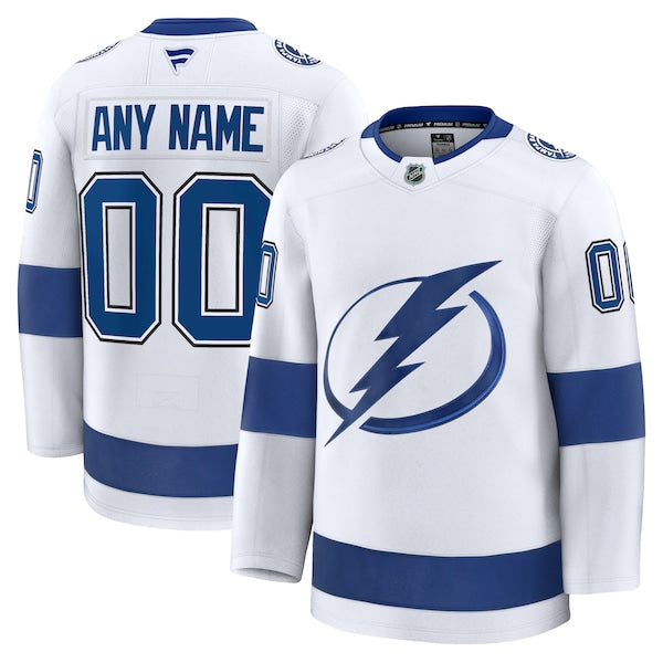 Tampa Bay Lightning Away Premium Custom Jersey - White/Black/Blue - Image 2