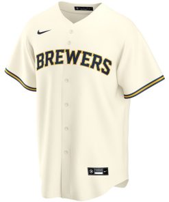 Alternative view of Milwaukee Brewers Nike Home Replica Custom Jersey - Cream