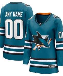 San Jose Sharks  Women's Home Breakaway Custom Jersey - Teal