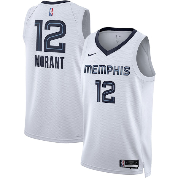 Ja Morant Memphis Grizzlies Nike Unisex Swingman Jersey - Association Edition - White/Navy - Image 2