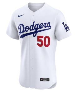 Alternative view of Mookie Betts Los Angeles Dodgers Nike Home Elite Jersey - White