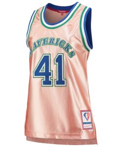 Alternative view of Dirk Nowitzki Dallas Mavericks Women's 75th Anniversary Rose Gold 1998 Swingman Jersey - Pink