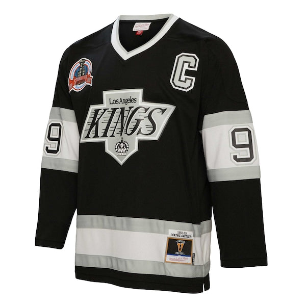 Wayne Gretzky Los Angeles Kings Captain Patch 1992/93 Blue Line Player Jersey - Black - Image 2