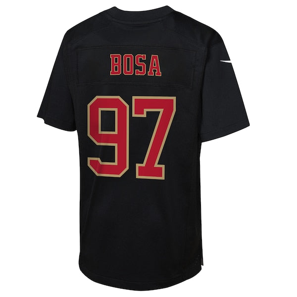 Nick Bosa San Francisco 49ers Nike Youth Super Bowl LVIII Patch Carbon Fashion Game Jersey - Black - Image 3