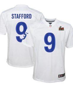 Matthew Stafford Los Angeles Rams Nike Youth Super Bowl LVI Game Patch Jersey - White