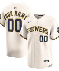 Milwaukee Brewers Nike Home Limited Custom Jersey - Cream