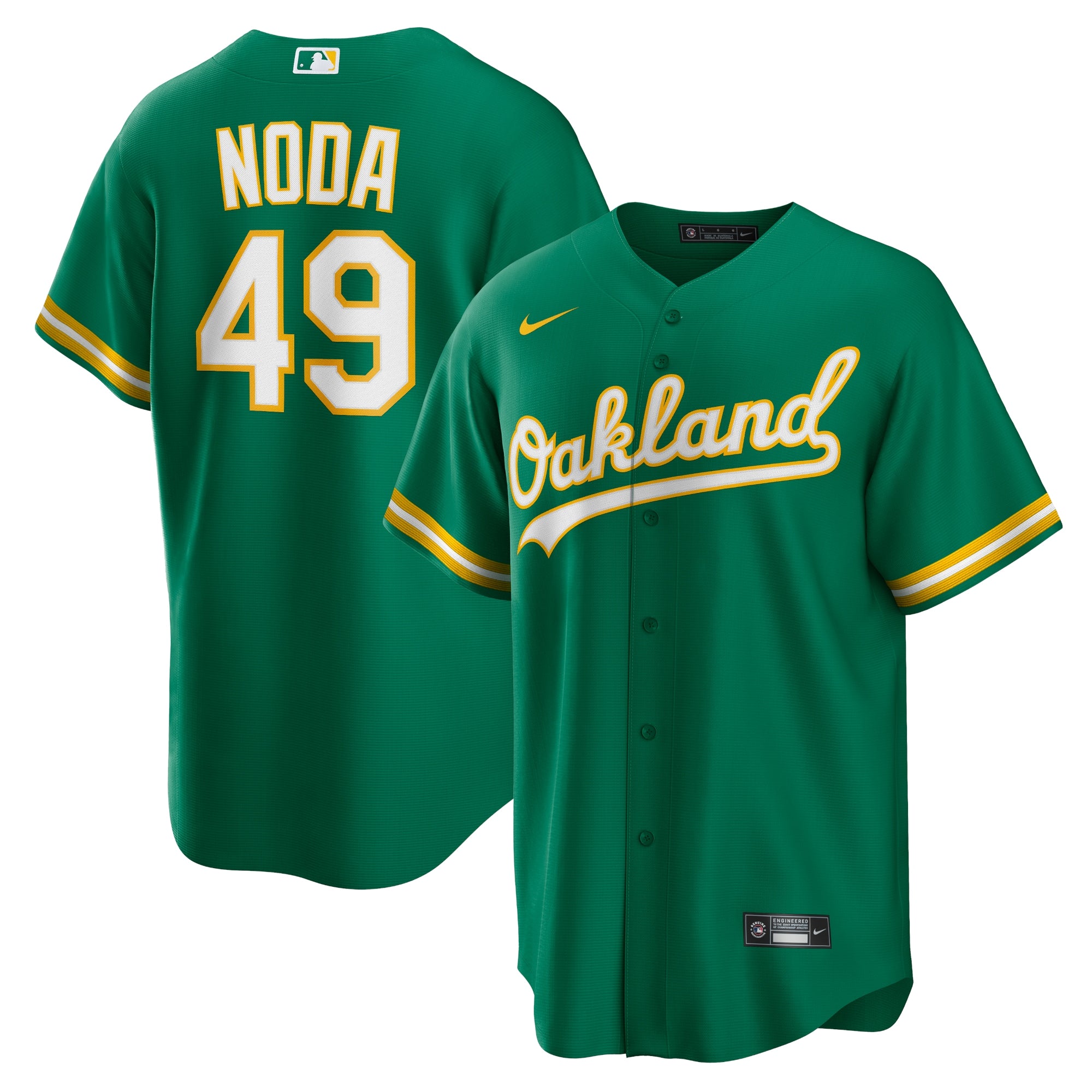 Ryan Noda Oakland Athletics Nike Home Replica Jersey - White/Kelly Green - Image 5