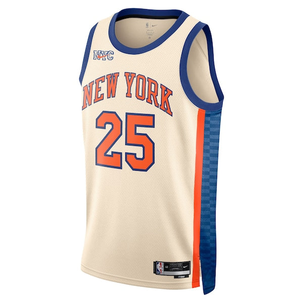 Mikal Bridges New York Knicks Nike Unisex 2025/26 Swingman Jersey - Cream - City Edition - Image 2