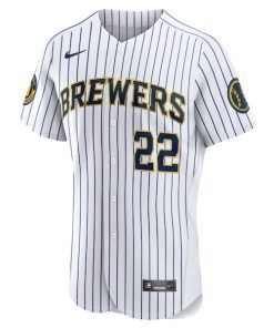 Alternative view of Christian Yelich Milwaukee Brewers Nike Alternate Authentic Player Jersey - White