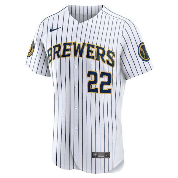 Christian Yelich Milwaukee Brewers Nike Alternate Authentic Player Jersey - White - Image 2