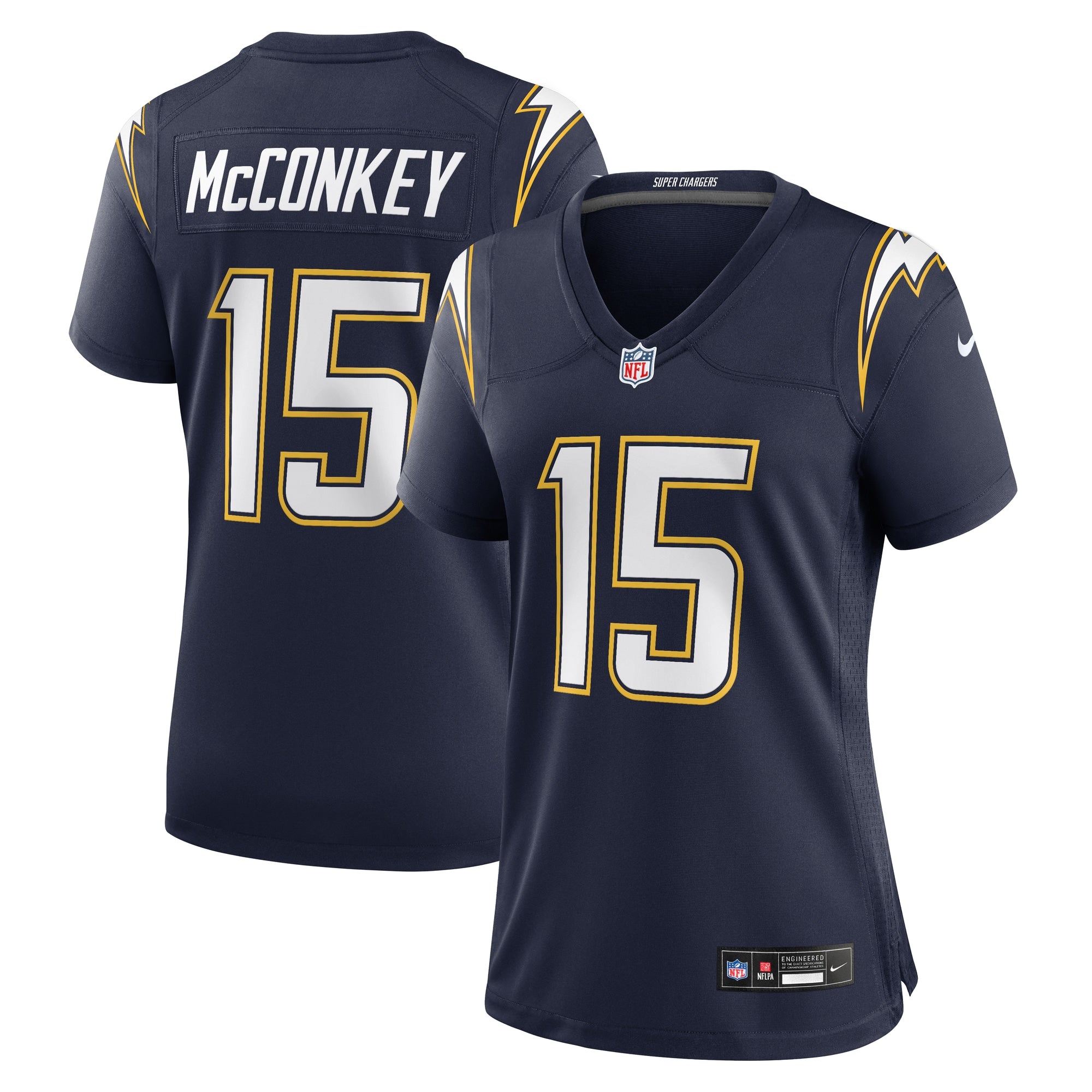 Ladd McConkey Los Angeles Chargers Nike Women's Alternate Charger Power Game Jersey - Gold/Powder Blue/Navy - Image 6