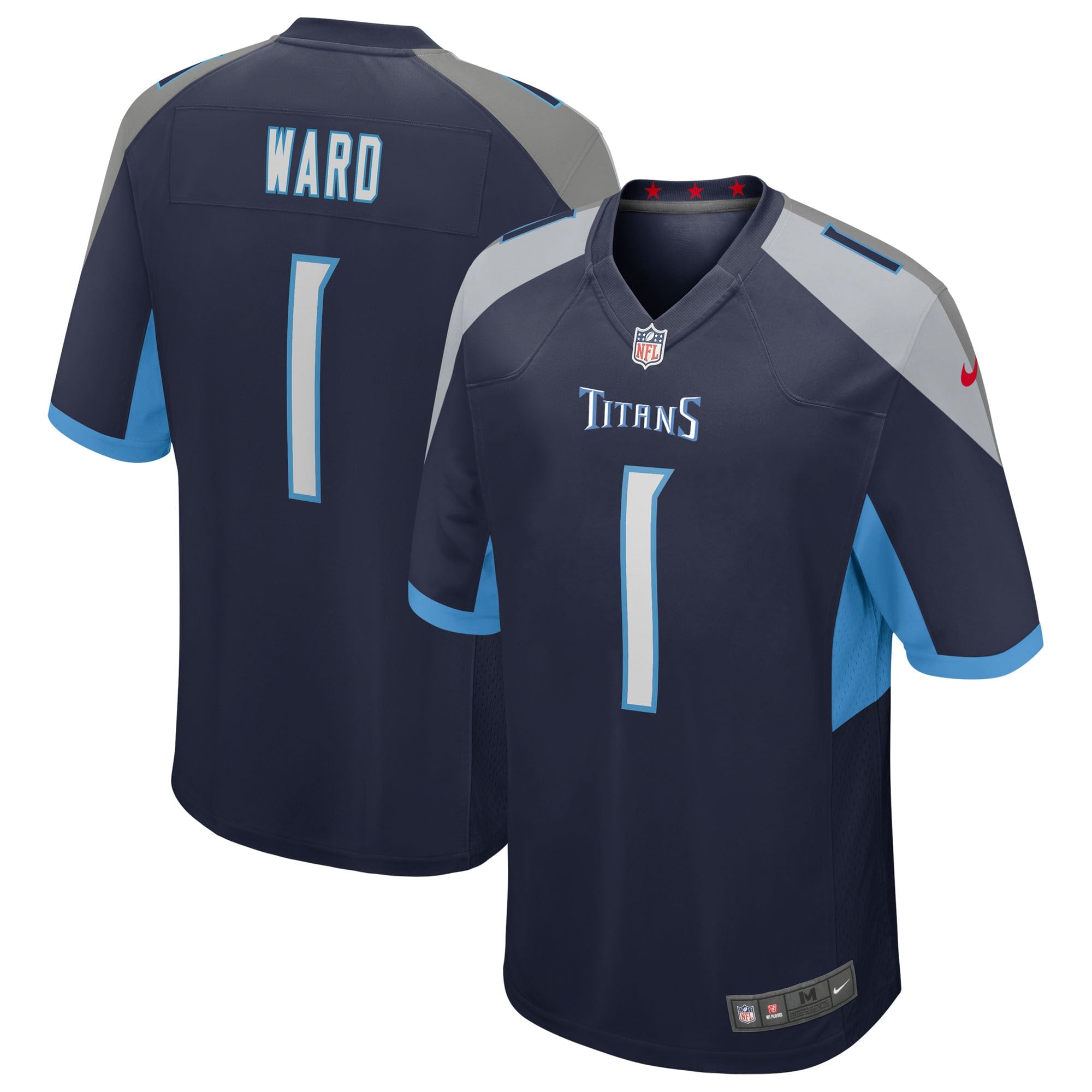 Cameron Ward Tennessee Titans Nike 2025 NFL Draft First Round Pick 2nd Game Jersey - Light Blue/Navy/White - Image 5