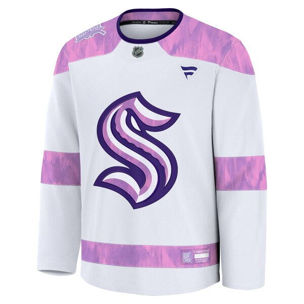 Seattle Kraken Hockey Fights Cancer Practice Jersey - White - Image 2