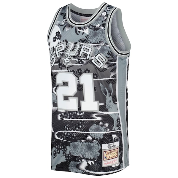 Tim Duncan San Antonio Spurs 1998/99 Hardwood Classics Lunar New Year Swingman Jersey - Silver - Image 2