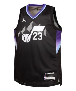 Alternative view of Lauri Markkanen Utah Jazz Jordan Brand Youth Swingman Jersey - Statement Edition - Black