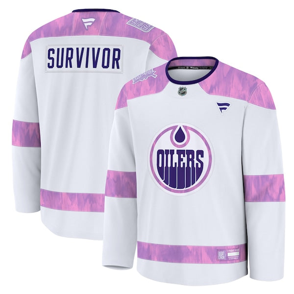 Edmonton Oilers Hockey Fights Cancer Practice Jersey - White