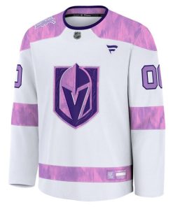 Alternative view of Vegas Golden Knights  2024 Hockey Fights Cancer Custom Practice Jersey - White