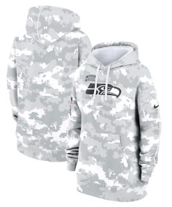 Seattle Seahawks Nike Women's 2024 Salute To Service Club Fleece Pullover Hoodie - Arctic Camo