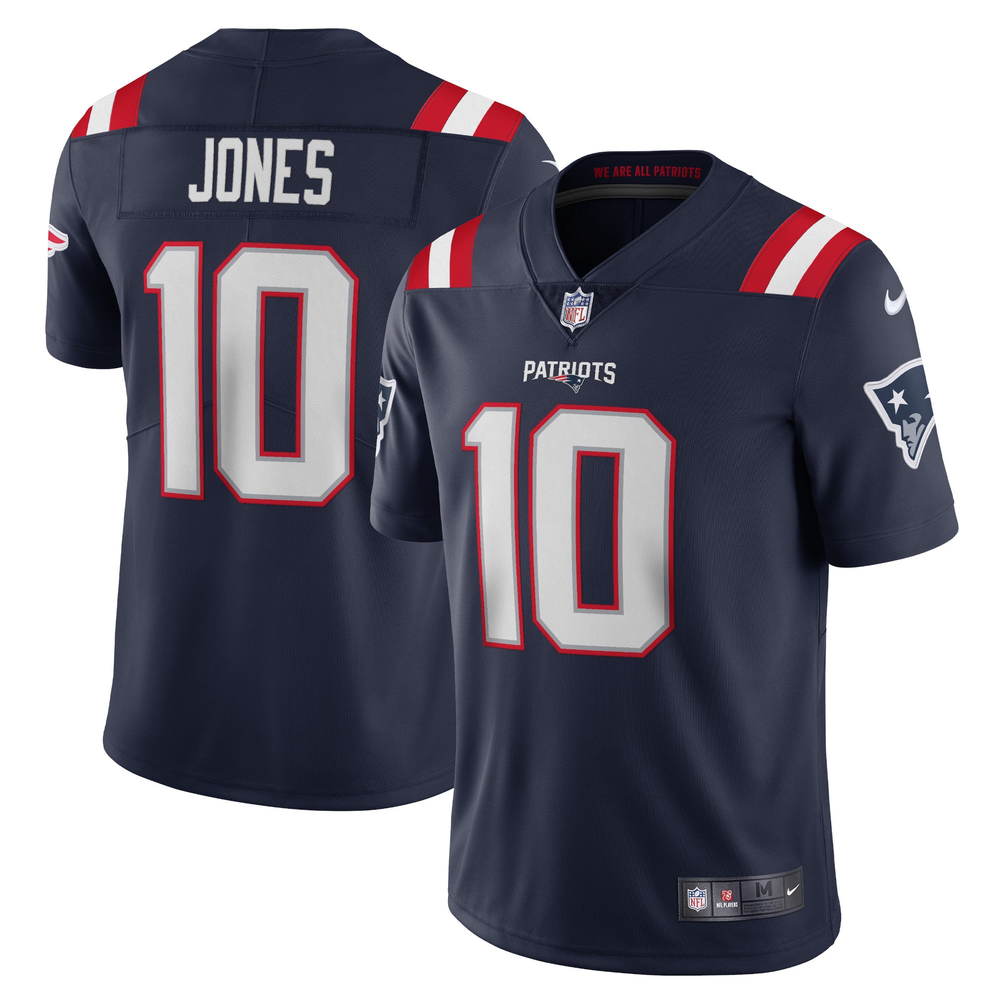 Mac Jones New England Patriots Nike Vapor Limited Jersey - White/Navy - Image 6